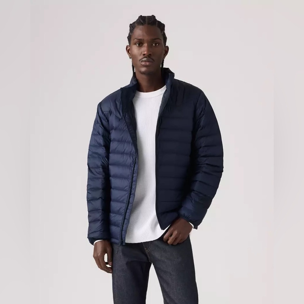 NWT Levi’s Men’s Devin Down Packable Puffer Jacket in Bungee Cord Brown Size M